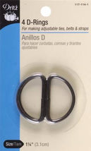 D Ring Black 1 1/4in 4ct - 117-114-1