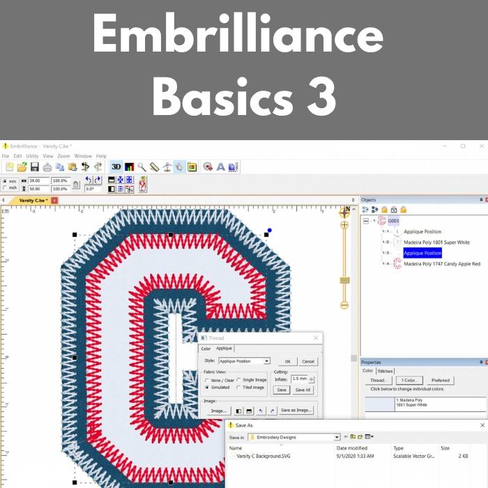 Embrilliance Basics 3** Wed 12/10 1:00-4:00pm