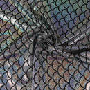 Silver Holographic Foil on Black Spandex