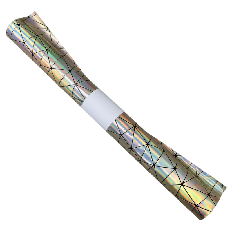 Geometric Iridescent Faux Leather - Light Gold - 18" x 54"
