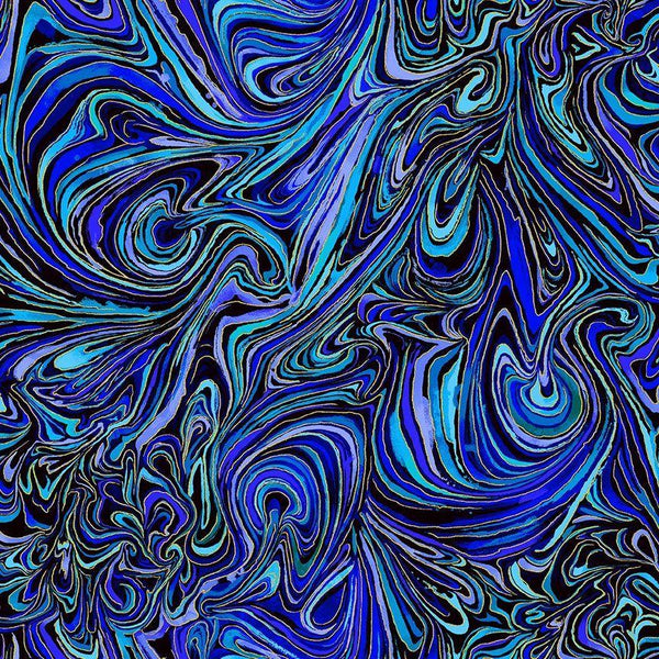 Escapade - Abstract Metallic Marble-Indigo Escapade --CM3799-INDIGO