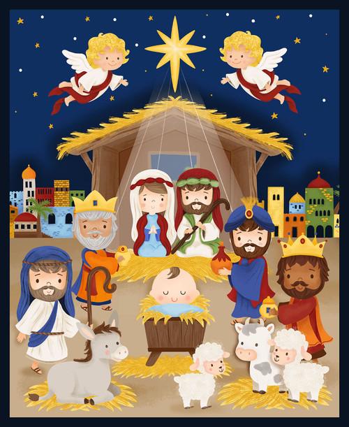 Away In A Manger-36" Panel Blue 4195P-77