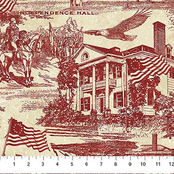 America 250-Toile Red/Beige 28372-24