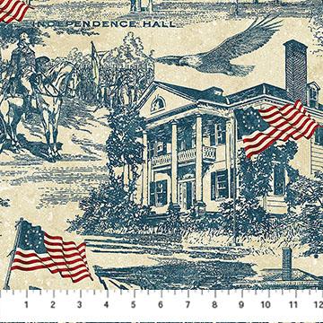 America 250-Toile Navy/Beige 28372-49