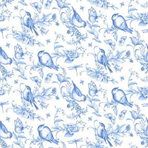 Amalfi Coast-Birds & Bees White/Blue W105-004-055