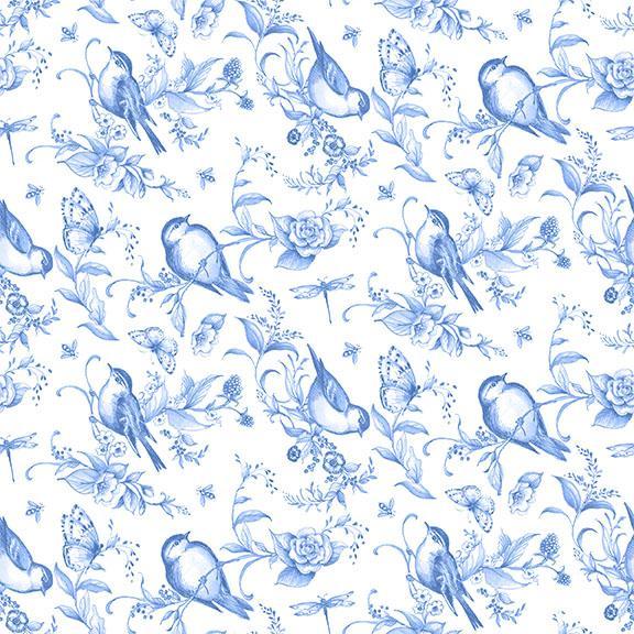 Amalfi Coast-Birds & Bees White/Blue W105-004-055