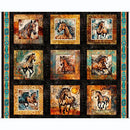 Born To Run - 36" Wild Horse Picture Patches Panel Black 2600-31475-J