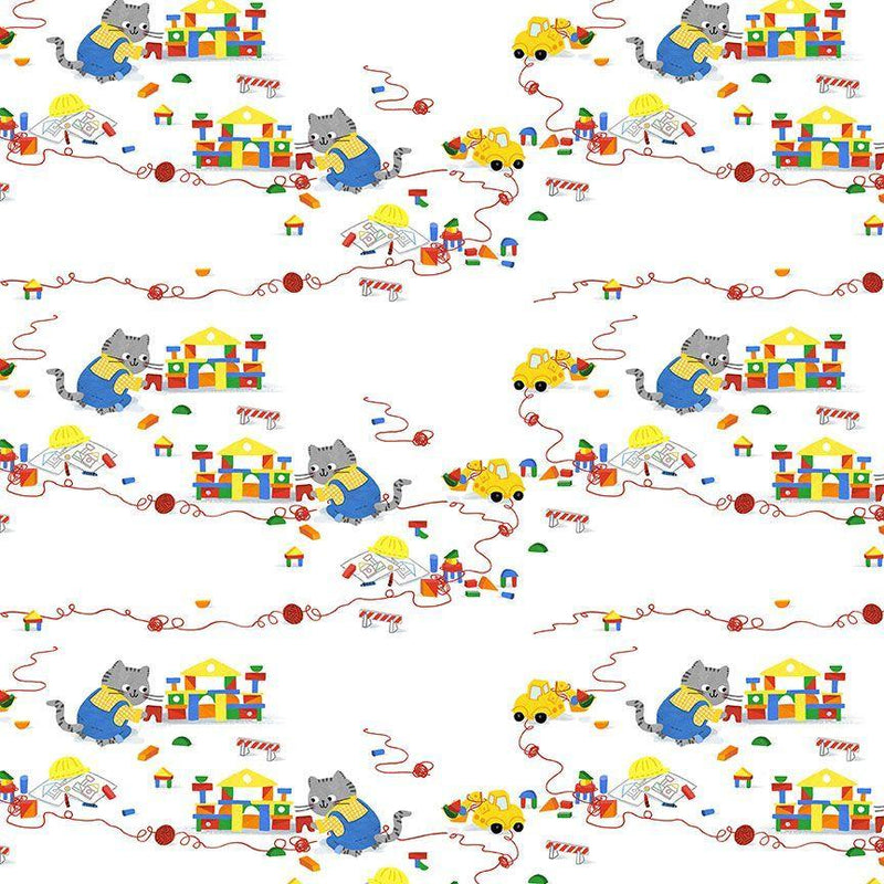 Cats At Work-Kitty Blocks White STELLA-DLW3198-WHITE