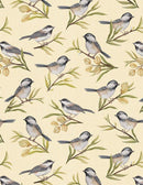 Chickadee Charm - Birds All Over Cream 27727-290