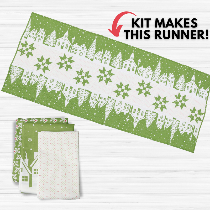 Christmas Village Runner Kit - (GREEN) Finished Size: 29" x 70"