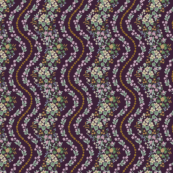 Dahlia-Wildwood Vines Aubergine Metallic RP1603-AU2M