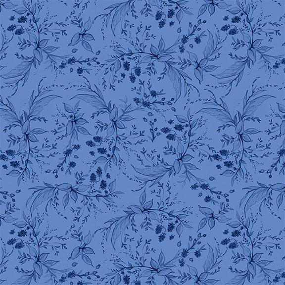 Amalfi Coast-Berries & Leaves Blue/Dark Blue W105-006-555