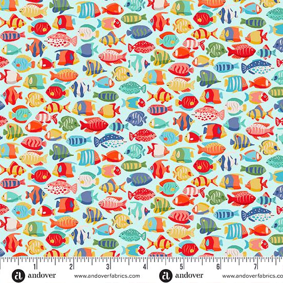 Deep Blue Sea - Light Blue Fish Shoal MU-139-B2