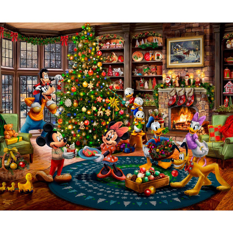 Disney-Mickey & Minnie Trimming The Tree 36" Panel DS-2277-4C