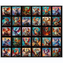 Dragon's Song - 36" Dragon Blocks Panel Black 2600-31150-J