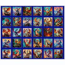 Dragon's Song - 36" Dragon Blocks Panel Royal 2600-31150-Y