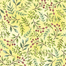 Drawn To Birds-Berry Sprigs Pale Yellow 2600-31138-S