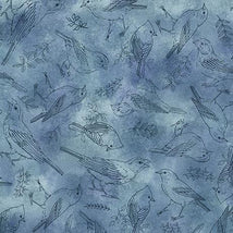 Drawn To Birds-Bird Toile Blue 2600-31137-B