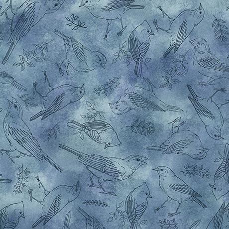 Drawn To Birds-Bird Toile Blue 2600-31137-B