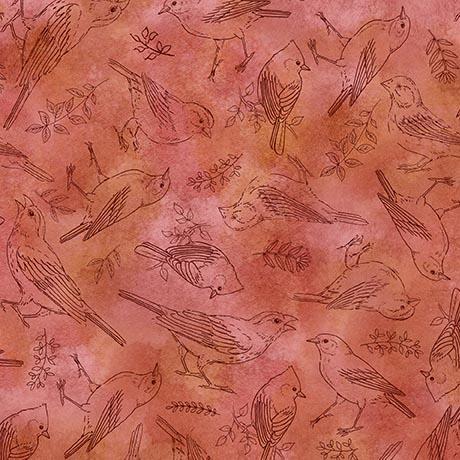Drawn To Birds-Bird Toile Strawberry 2600-31137-R