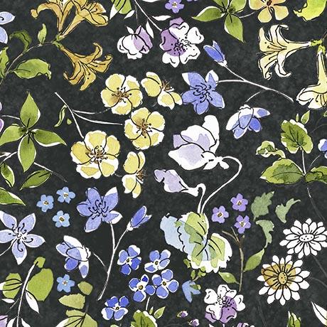 Drawn To Birds-Floral Black 2600-31136-J