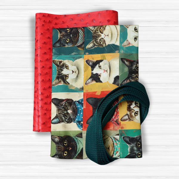Easy Tote Bag Fabric Kit - Grid Cats