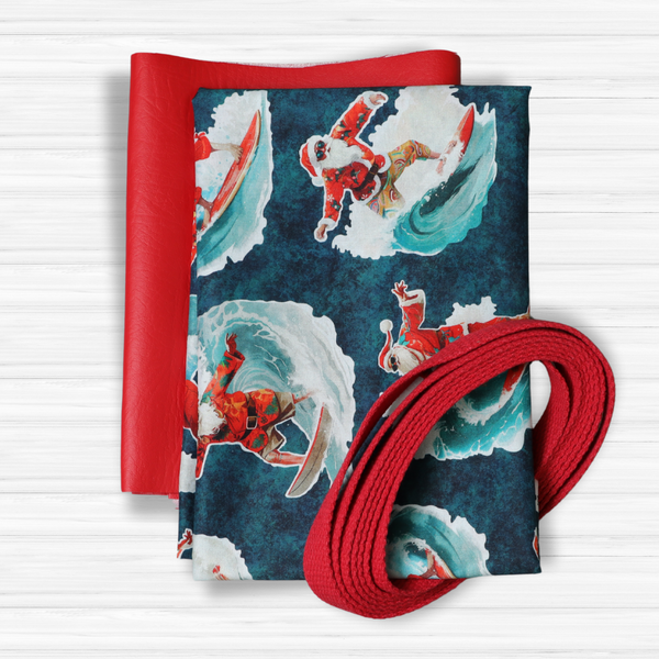 Easy Tote Bag Fabric Kit - Surfin' Santas