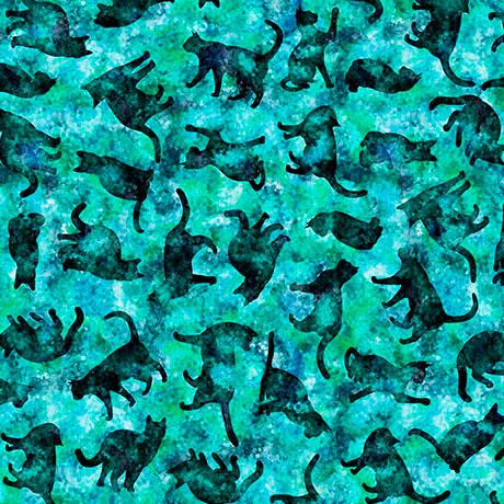 Feline Fantasia - Cat Silhouettes Turquoise 2600-31371-Q