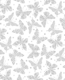 Floral Butterflies-White HUE-C3786-WHITE