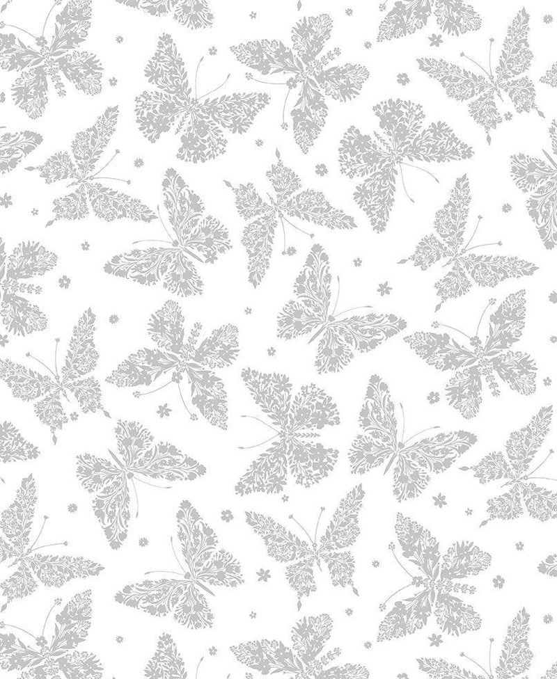 Floral Butterflies-White HUE-C3786-WHITE