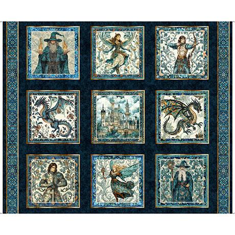 Folklore - 36" Panel Large Medieval Patches - Dk Navy 2600-31640-N