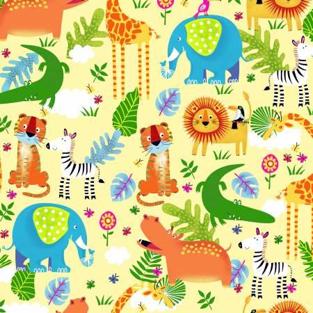 Fun Flannels Zoo Animals Teal 447952