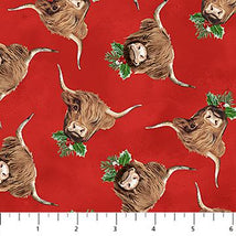 Highland Heart - Cow Heads Red Multi DP28048-24