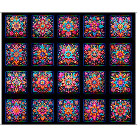 Jubilee-36" Floral Geo Picture Panels Black 2600-31588-J