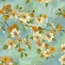 Light Of The World-Dogwood Floral Aqua 2600-31246-QB