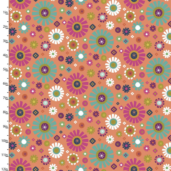 Living Wild-Geo Floral Coral 23607-CRL