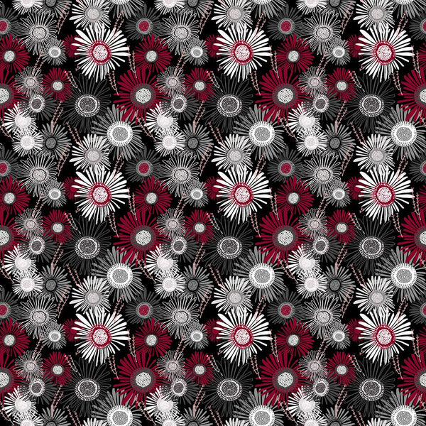 Merlot Digital Crazy Daisies Black Y4263-3