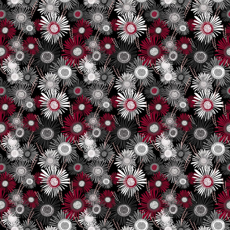 Merlot Digital Crazy Daisies Black Y4263-3