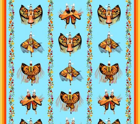 Monarch Dance Wide Stripe 36" Panel 32008E-BLUE