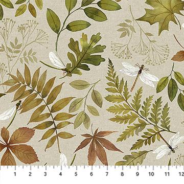 Natural Elements-Leaf & Dragonfly Taupe/Multi 27855-12