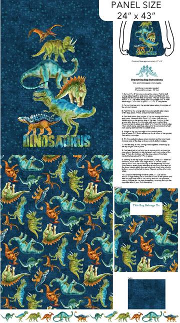 Dino Roar-25" Canvas Bag Panel Navy/Multi C28469-48