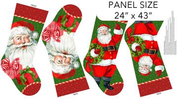 Vintage Christmas-25" Stocking Panel Dk Green/Multi DP28162-76