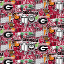 NCAA-Georgia Doodle Allover cotton GA2001
