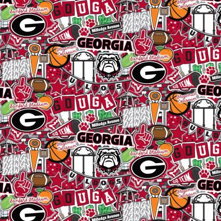 NCAA-Georgia Doodle Allover cotton GA2001