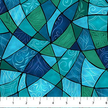 Nativity-Stained Glass Teal Blue 28223-68