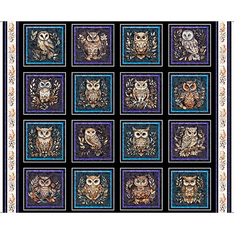 Night Owls-36" Owl Picture Patches Panel Black 2600-31565-J