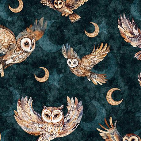 Night Owls-Flying Owls Teal 2600-31567-Q
