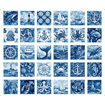 Ocean Blues-36" Nautical Motif Patches Panel Blue 2600-30855-B