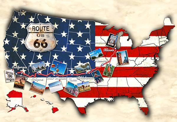 On The Road Again-31" US Map Panel Americana W5414-159
