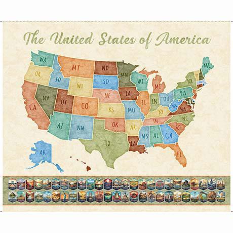 On The Road Again-36" US Map Panel Multi 2600-30737-X
